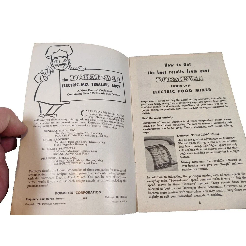 1949 Electric-Mix Treasures: Dormeyer Power-Chef Cookbook Booklet